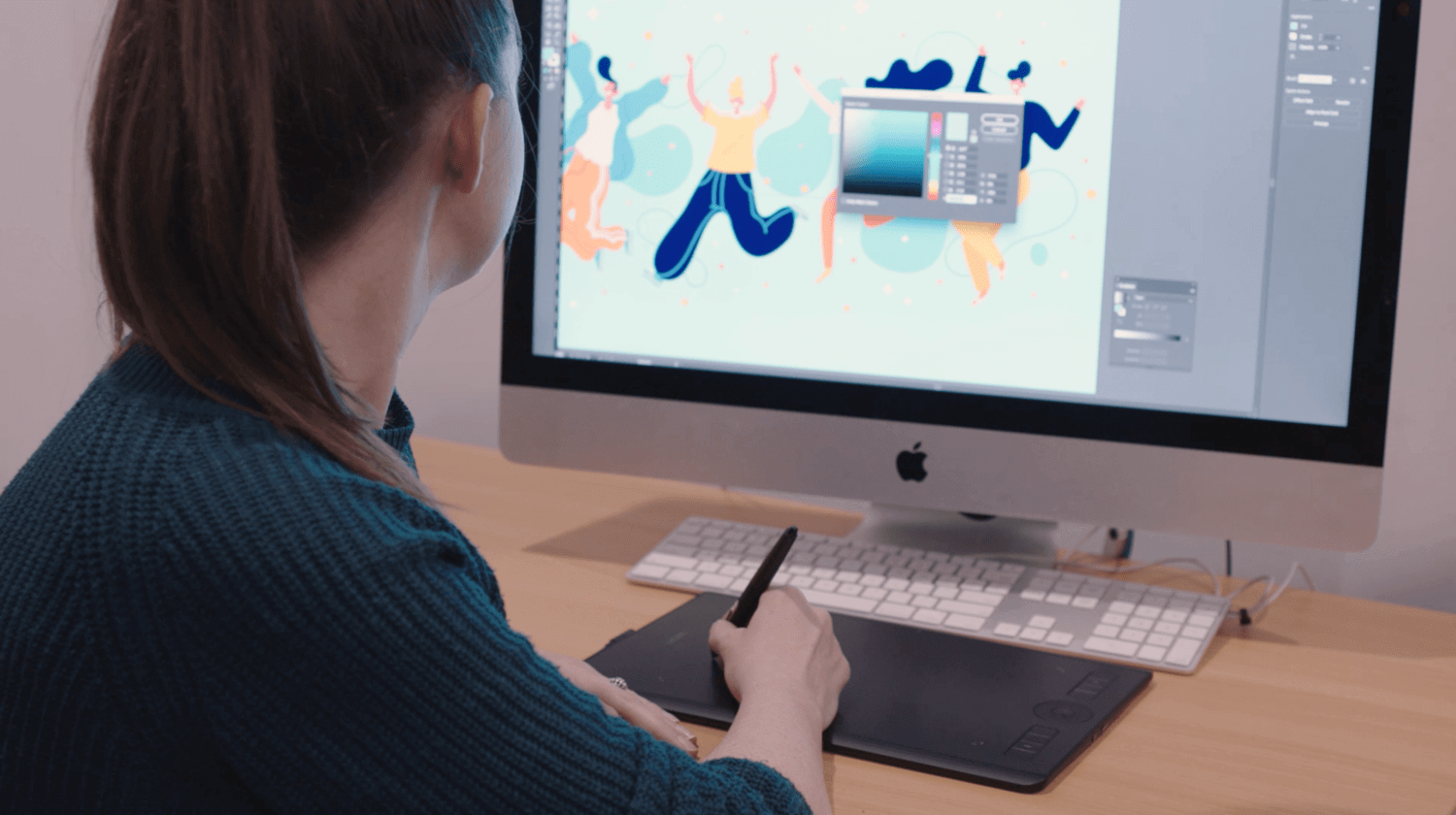 Design student using wacom tablet