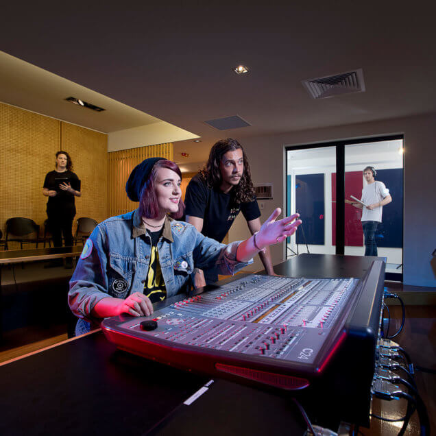 Audio Student and Lecturer on Audio Desk